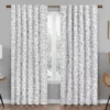 Nora Botanical White Blackout Rod Pocket Curtain Panel, (63") -Cheap Home Store 810475047 1 1