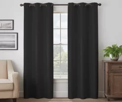 Martina Black Blackout Grommet Curtain Panel, (95")