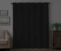 Martina Black Blackout Grommet Curtain Panel, (95") -Cheap Home Store 810475366 6