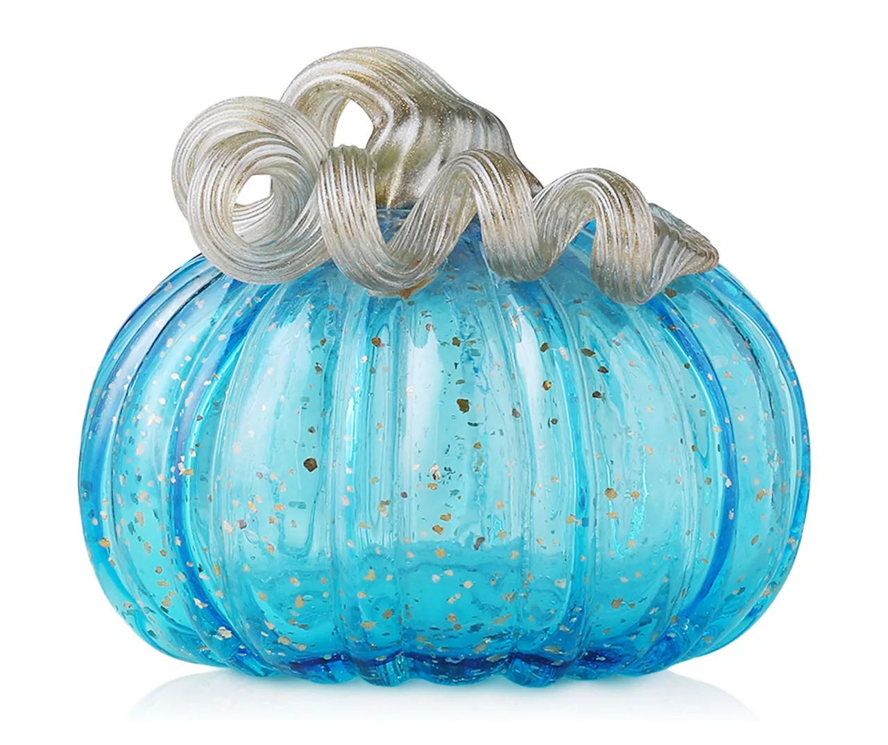 5" Blue Speckled Glass Pumpkin 3 5" Blue Speckled Glass Pumpkin