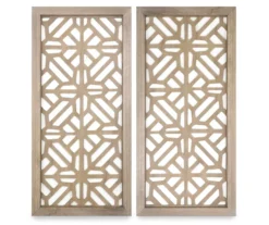 Natural Carved Wood 2-Piece Panel Set