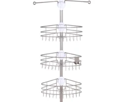 Brushed Nickel 4-Way Adjustable Corner Pole Caddy