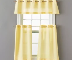 Yellow Tucker Valance & Tier 3-Piece Curtain Set