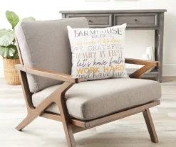 "Farmhouse Rules" White, Gray & Yellow Throw Pillow -Cheap Home Store 810514887 2