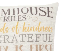 "Farmhouse Rules" White, Gray & Yellow Throw Pillow -Cheap Home Store 810514887 3