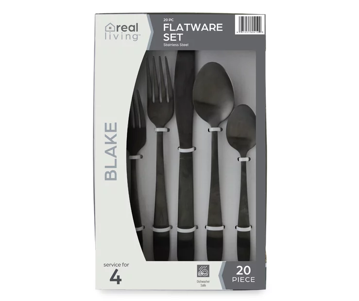 Matte Black 20-Piece Blake Flatware Set 3 Matte Black 20-Piece Blake Flatware Set