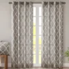 Sereno Fretwork Gray Light-Filtering Grommet Curtain Panel, (95") -Cheap Home Store 810517992 810517993 810517994