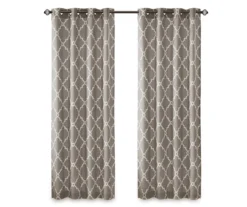 Sereno Fretwork Gray Light-Filtering Grommet Curtain Panel, (95") -Cheap Home Store 810517992 810517993 810517994 11