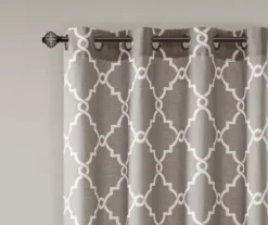 Sereno Fretwork Gray Light-Filtering Grommet Curtain Panel, (95") -Cheap Home Store 810517992 810517993 810517994 3