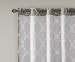 Sereno Fretwork Gray Light-Filtering Grommet Curtain Panel, (95") -Cheap Home Store 810517992 810517993 810517994 4