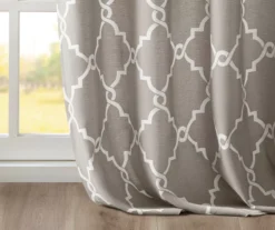 Sereno Fretwork Gray Light-Filtering Grommet Curtain Panel, (63") -Cheap Home Store 810517992 810517993 810517994 5 2