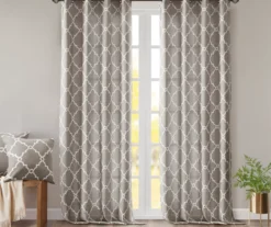 Sereno Fretwork Gray Light-Filtering Grommet Curtain Panel, (95") -Cheap Home Store 810517992 810517993 810517994 7