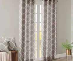 Sereno Fretwork Gray Light-Filtering Grommet Curtain Panel, (63") -Cheap Home Store 810517992 810517993 810517994 8 2
