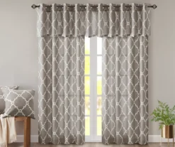 Sereno Fretwork Gray Light-Filtering Grommet Curtain Panel, (84") -Cheap Home Store 810517992 810517993 810517994 9 1