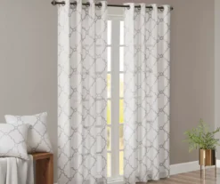 Sereno Fretwork Ivory Light-Filtering Grommet Curtain Panel, (63") -Cheap Home Store 810517995 810517996 810517998 1 2