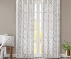 Sereno Fretwork Ivory Light-Filtering Grommet Curtain Panel, (63") -Cheap Home Store 810517995 810517996 810517998 7 2