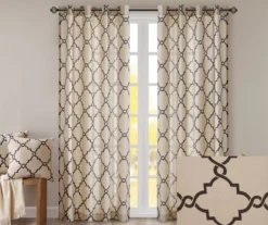 Sereno Fretwork Khaki Light-Filtering Grommet Curtain Panel, (95") -Cheap Home Store 810518000 810518001 810518002 2