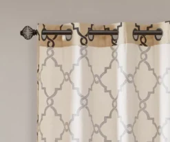 Sereno Fretwork Khaki Light-Filtering Grommet Curtain Panel, (95") -Cheap Home Store 810518000 810518001 810518002 4