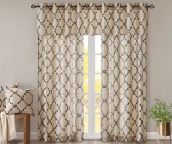 Sereno Fretwork Khaki Light-Filtering Grommet Curtain Panel, (95") -Cheap Home Store 810518000 810518001 810518002 9