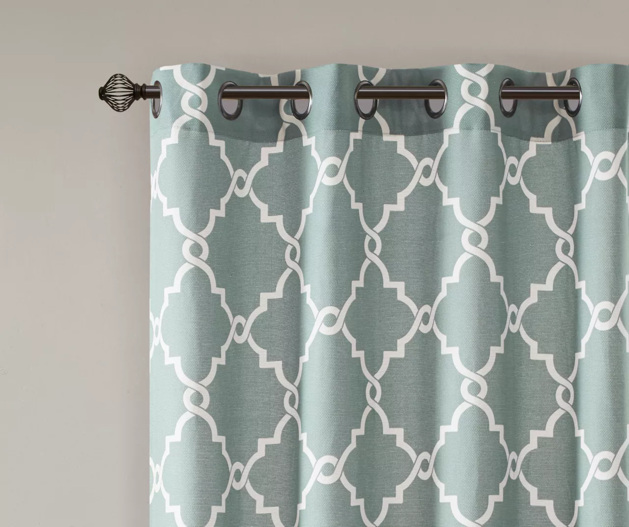 Sereno Fretwork Seafoam Light-Filtering Grommet Curtain Panel, (95") 6 Sereno Fretwork Seafoam Light-Filtering Grommet Curtain Panel, (95") - Image 4