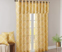 Sereno Fretwork Yellow Light-Filtering Grommet Curtain Panel, (95") -Cheap Home Store 810518008 810518009 810518010 10 1