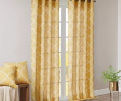 Sereno Fretwork Yellow Light-Filtering Grommet Curtain Panel, (63") 22 Sereno Fretwork Yellow Light-Filtering Grommet Curtain Panel, (63") -Cheap Home Store 810518008 810518009 810518010 8 2