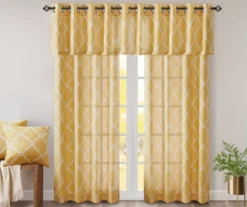 Sereno Fretwork Yellow Light-Filtering Grommet Curtain Panel, (63") 23 Sereno Fretwork Yellow Light-Filtering Grommet Curtain Panel, (63") -Cheap Home Store 810518008 810518009 810518010 9 2
