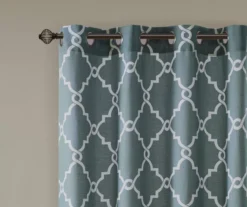 Sereno Fretwork Blue Light-Filtering Grommet Curtain Panel, (63") -Cheap Home Store 810518012 810517719 810517720 3 2
