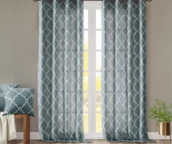 Sereno Fretwork Blue Light-Filtering Grommet Curtain Panel, (63") -Cheap Home Store 810518012 810517719 810517720 7 2