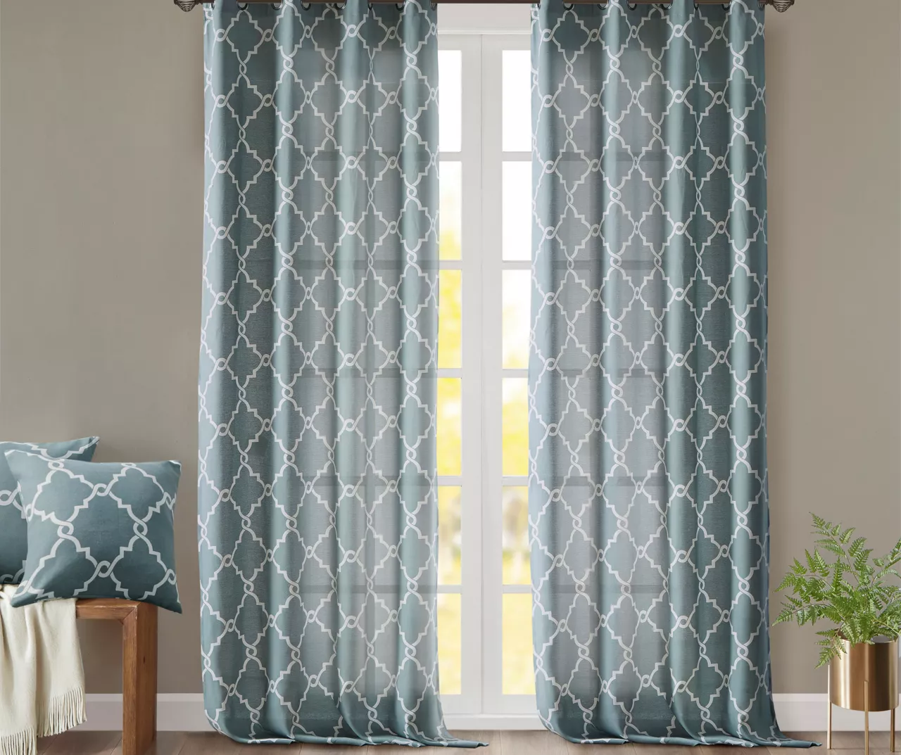 Sereno Fretwork Blue Light-Filtering Grommet Curtain Panel, (95") 10 Sereno Fretwork Blue Light-Filtering Grommet Curtain Panel, (95") - Image 8