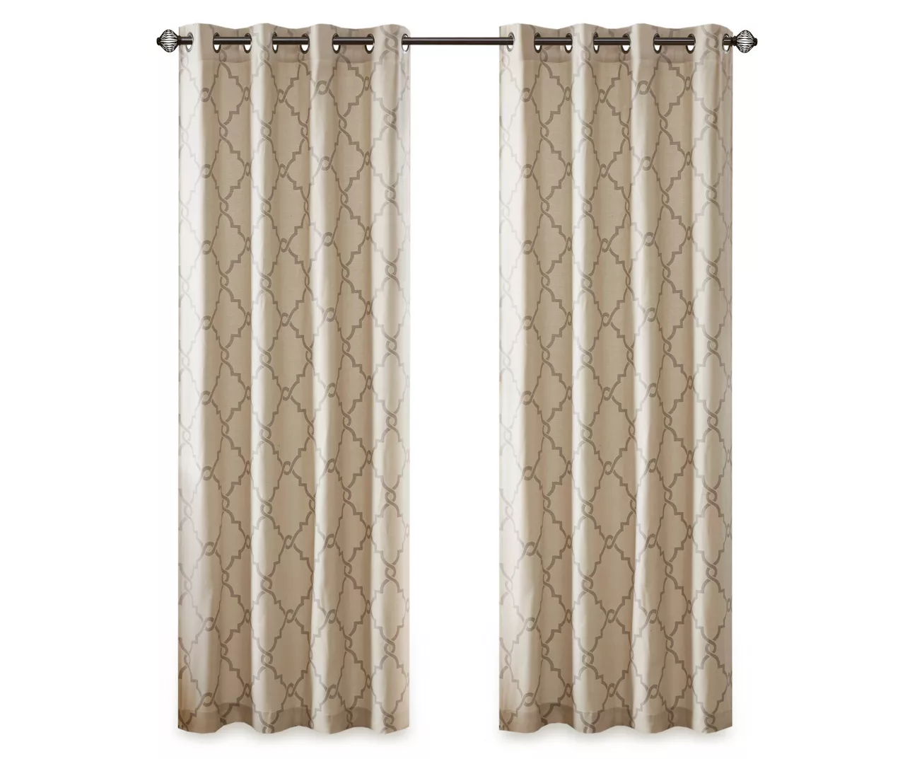 Sereno Fretwork Beige Light-Filtering Grommet Curtain Panel, (84") 14 Sereno Fretwork Beige Light-Filtering Grommet Curtain Panel, (84") - Image 12