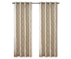 Sereno Fretwork Beige Light-Filtering Grommet Curtain Panel, (63") -Cheap Home Store 810518024 810518025 810518026 11 2