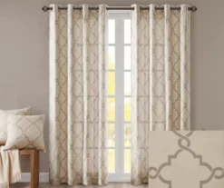 Sereno Fretwork Beige Light-Filtering Grommet Curtain Panel, (84") 16 Sereno Fretwork Beige Light-Filtering Grommet Curtain Panel, (84") -Cheap Home Store 810518024 810518025 810518026 2 1
