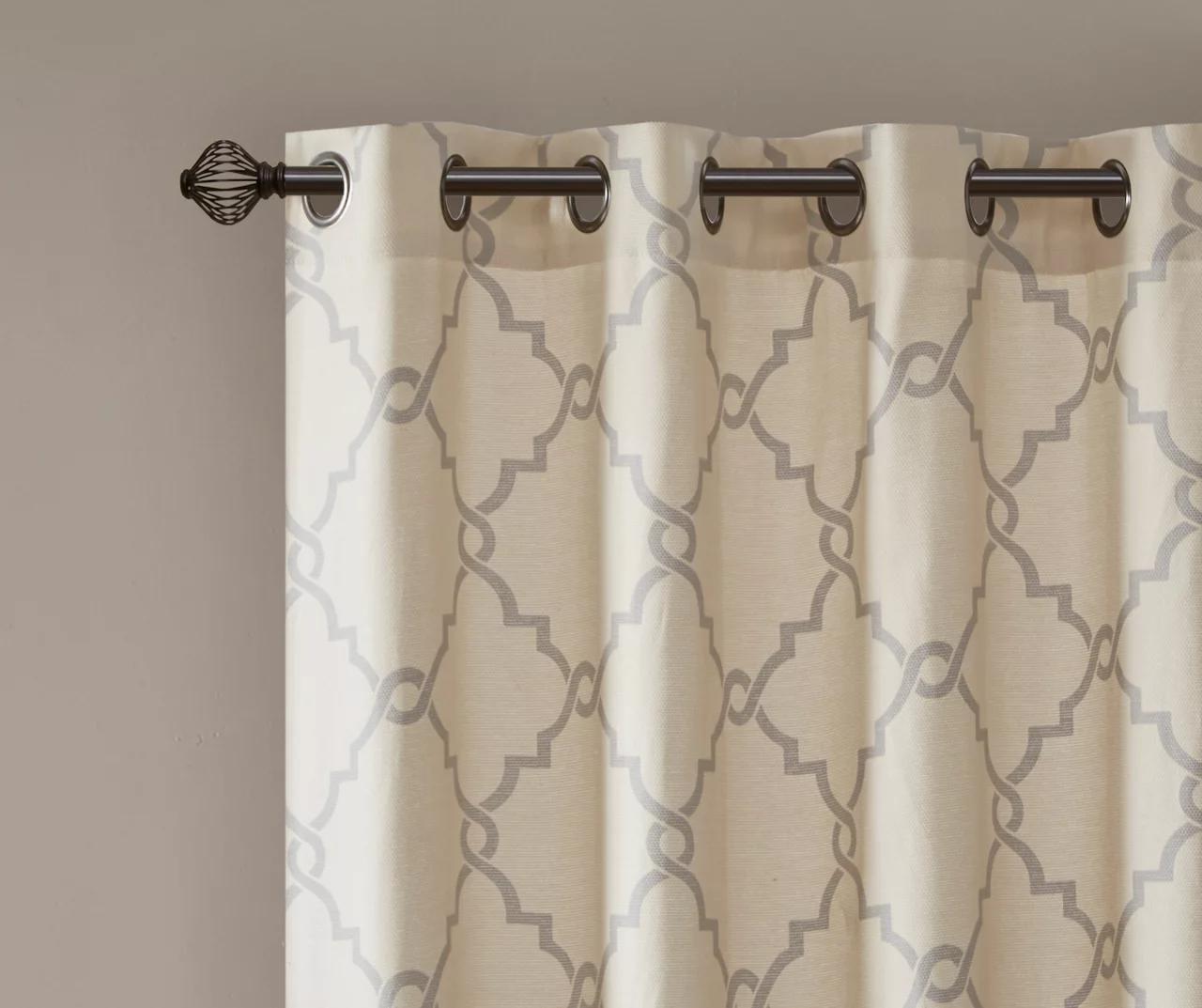Sereno Fretwork Beige Light-Filtering Grommet Curtain Panel, (84") 6 Sereno Fretwork Beige Light-Filtering Grommet Curtain Panel, (84") - Image 4