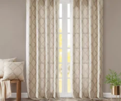Sereno Fretwork Beige Light-Filtering Grommet Curtain Panel, (95") -Cheap Home Store 810518024 810518025 810518026 7