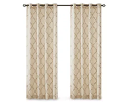 Sereno Fretwork Beige & Gold Light-Filtering Grommet Curtain Panel, (95") -Cheap Home Store 810518028 810518029 810518030 11 2