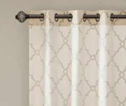 Sereno Fretwork Beige & Gold Light-Filtering Grommet Curtain Panel, (95") -Cheap Home Store 810518028 810518029 810518030 4 2