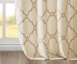 Sereno Fretwork Beige & Gold Light-Filtering Grommet Curtain Panel, (95") -Cheap Home Store 810518028 810518029 810518030 5 2