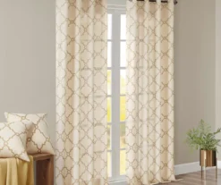 Sereno Fretwork Beige & Gold Light-Filtering Grommet Curtain Panel, (95") -Cheap Home Store 810518028 810518029 810518030 8 2
