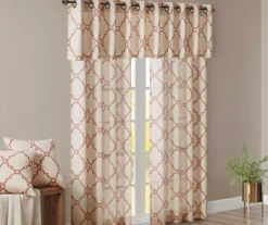 Sereno Fretwork Beige & Spice Light-Filtering Grommet Curtain Panel, (95") -Cheap Home Store 810518031 810518032 810518034 10 1