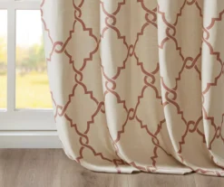 Sereno Fretwork Beige & Spice Light-Filtering Grommet Curtain Panel, (84") -Cheap Home Store 810518031 810518032 810518034 5