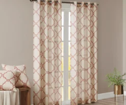 Sereno Fretwork Beige & Spice Light-Filtering Grommet Curtain Panel, (84") -Cheap Home Store 810518031 810518032 810518034 8
