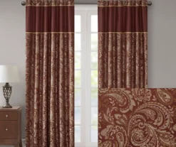 Valerie Burgundy Light-Filtering Rod Pocket Curtain Panel Pair, (84") -Cheap Home Store 810518081 810518082 2