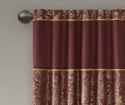 Valerie Burgundy Light-Filtering Rod Pocket Curtain Panel Pair, (95") -Cheap Home Store 810518081 810518082 3 1