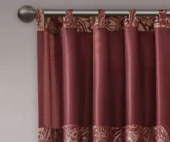 Valerie Burgundy Light-Filtering Rod Pocket Curtain Panel Pair, (84") -Cheap Home Store 810518081 810518082 4