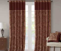 Valerie Burgundy Light-Filtering Rod Pocket Curtain Panel Pair, (95") -Cheap Home Store 810518081 810518082 7 1