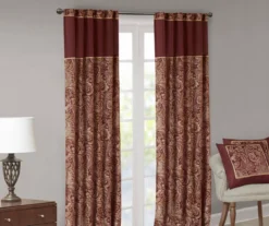 Valerie Burgundy Light-Filtering Rod Pocket Curtain Panel Pair, (95") -Cheap Home Store 810518081 810518082 8 1