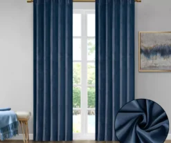 Bryce Velvet Navy Room-Darkening Rod Pocket Curtain Panel Pair, (63") 14 Bryce Velvet Navy Room-Darkening Rod Pocket Curtain Panel Pair, (63") -Cheap Home Store 810518085 810518086 810518087 3