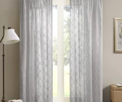 Clarissa Diamond Gray Sheer Rod Pocket Curtain Panel, (84")