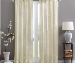 Clarissa Diamond Ivory Sheer Rod Pocket Curtain Panel, (84")